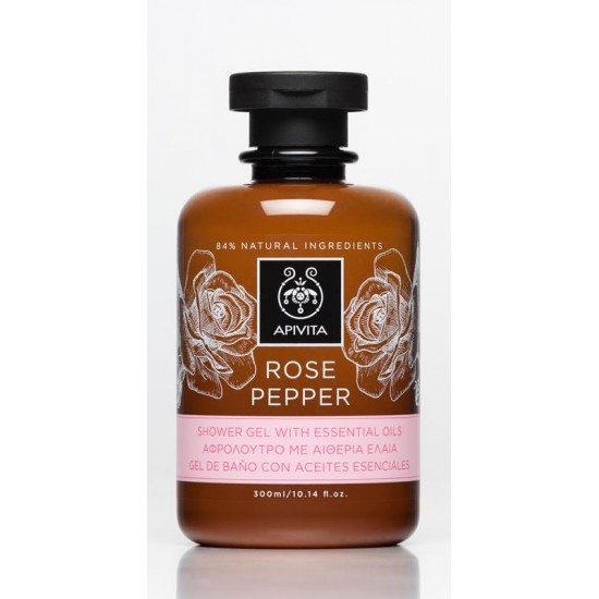 APIVITA TUSFÜRDŐ ILLÓOLAJOKKAL, BŐRFIATALÍTÓ RÓZSÁVAL ÉS BORSSAL - 300 ML APIVITA TUSFÜRDŐ ILLÓOLAJOKKAL, BŐRFIATALÍTÓ RÓZSÁVAL ÉS BORSSAL - 300 ML