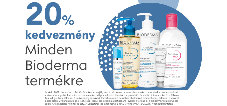 20% kedvezmény minden Bioderma termékre