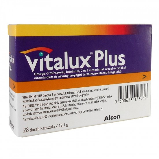 VITALUX PLUS OMEGA-3 ZSÍRSAVVAL, LUTEINNEL ÉTREND-KIEGÉSZÍTŐ KAPSZULA - 28X