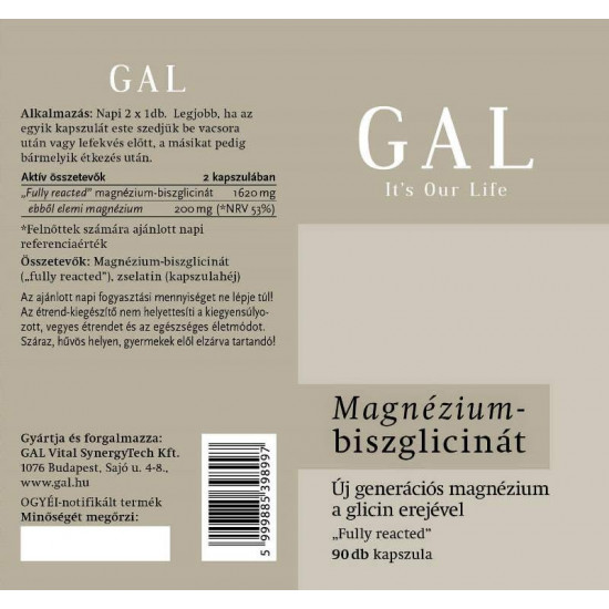 GAL MAGNÉZIUM-BISZGLICINÁT KAPSZULA - 90X
