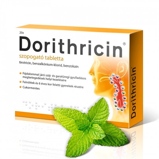 DORITHRICIN SZOPOGATÓ TABLETTA MENTOLOS - 20X DORITHRICIN SZOPOGATÓ TABLETTA MENTOLOS - 20X